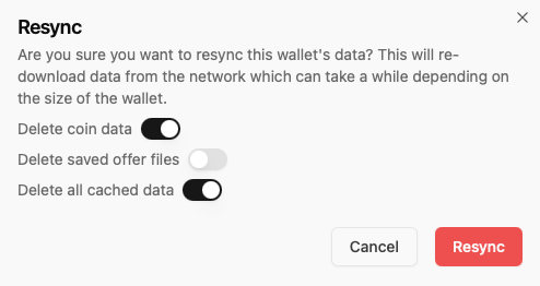 Sage Resync Settings